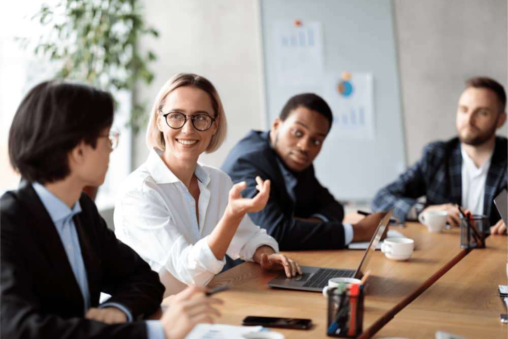 people discussing their workplace transformation strategy