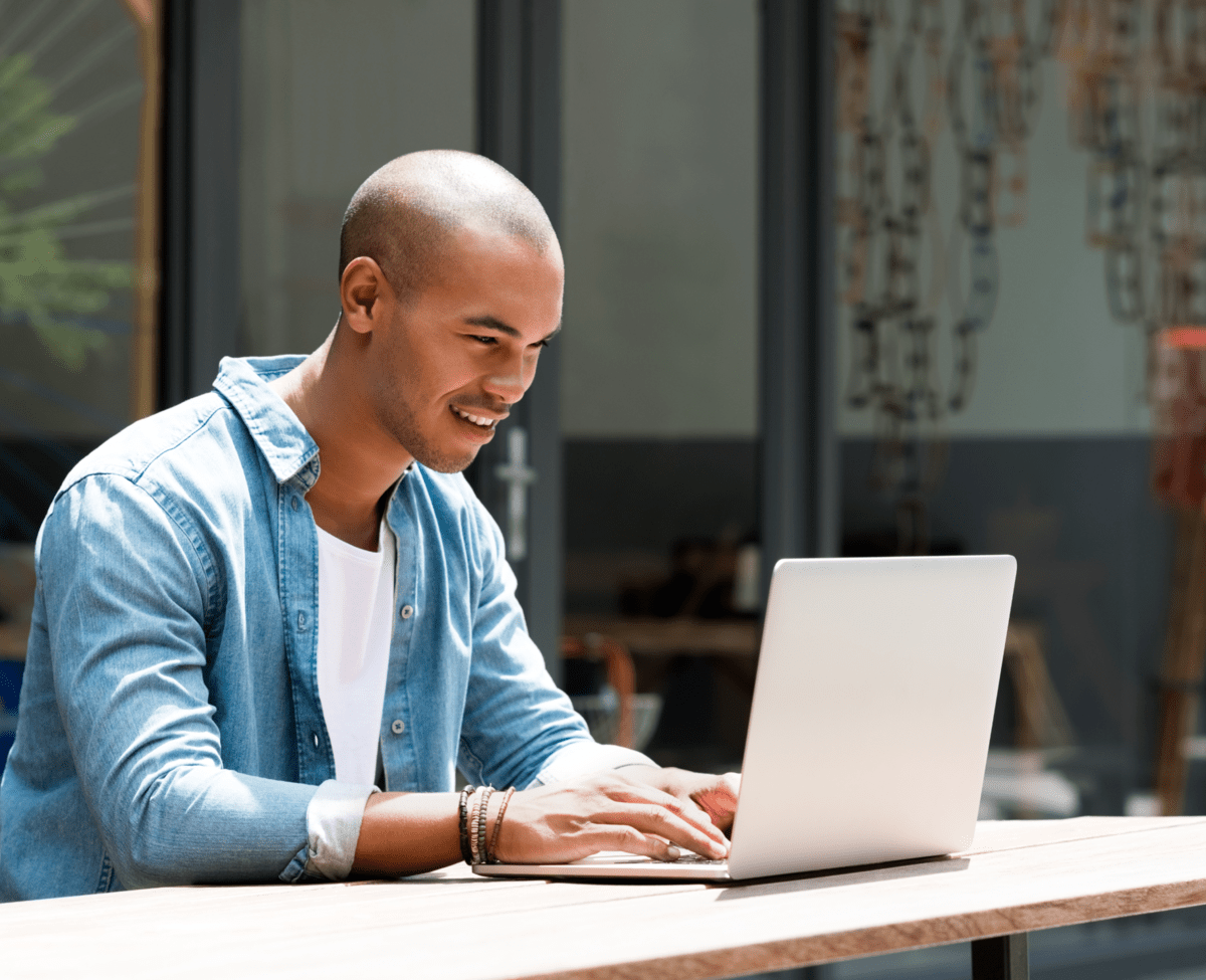 man enjoying future of work outdoors